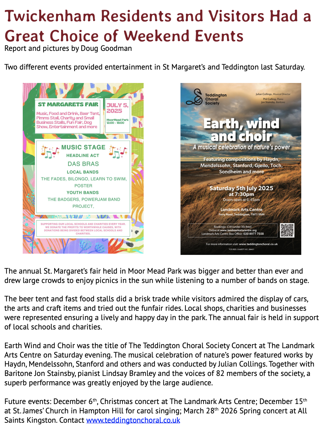 Summer concert 2025, Doug Goodman article